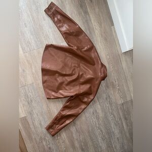 Aritzia 
Babaton Pelli Hip Shirt Jacket Brown Leather 
Size M